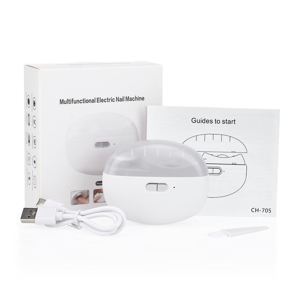 Compact Electric Nail Clipper, 2 in 1 Rechargeable Polishing Automatic Nail Clippers, Nail Trimmer with Light & Nail Scraps Storage, Manicure Tool for Home & Travel, Nail Supplies, White