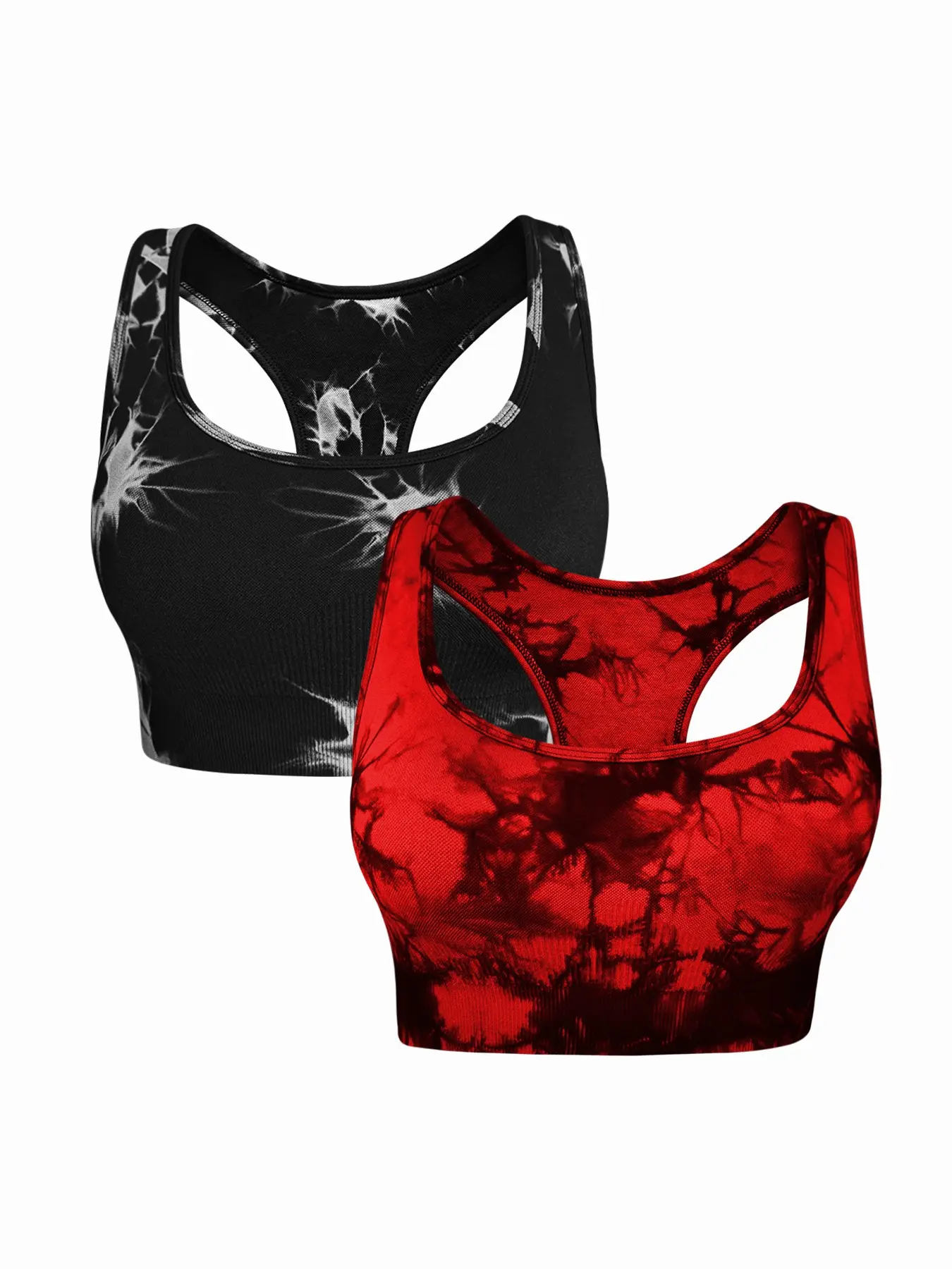 Women's Sporty Tie Dye Bra Set, Breathable Stretch Knit, 2-Piece, Ideal for Yoga, Pilates, Running, Gym, Daily Wear