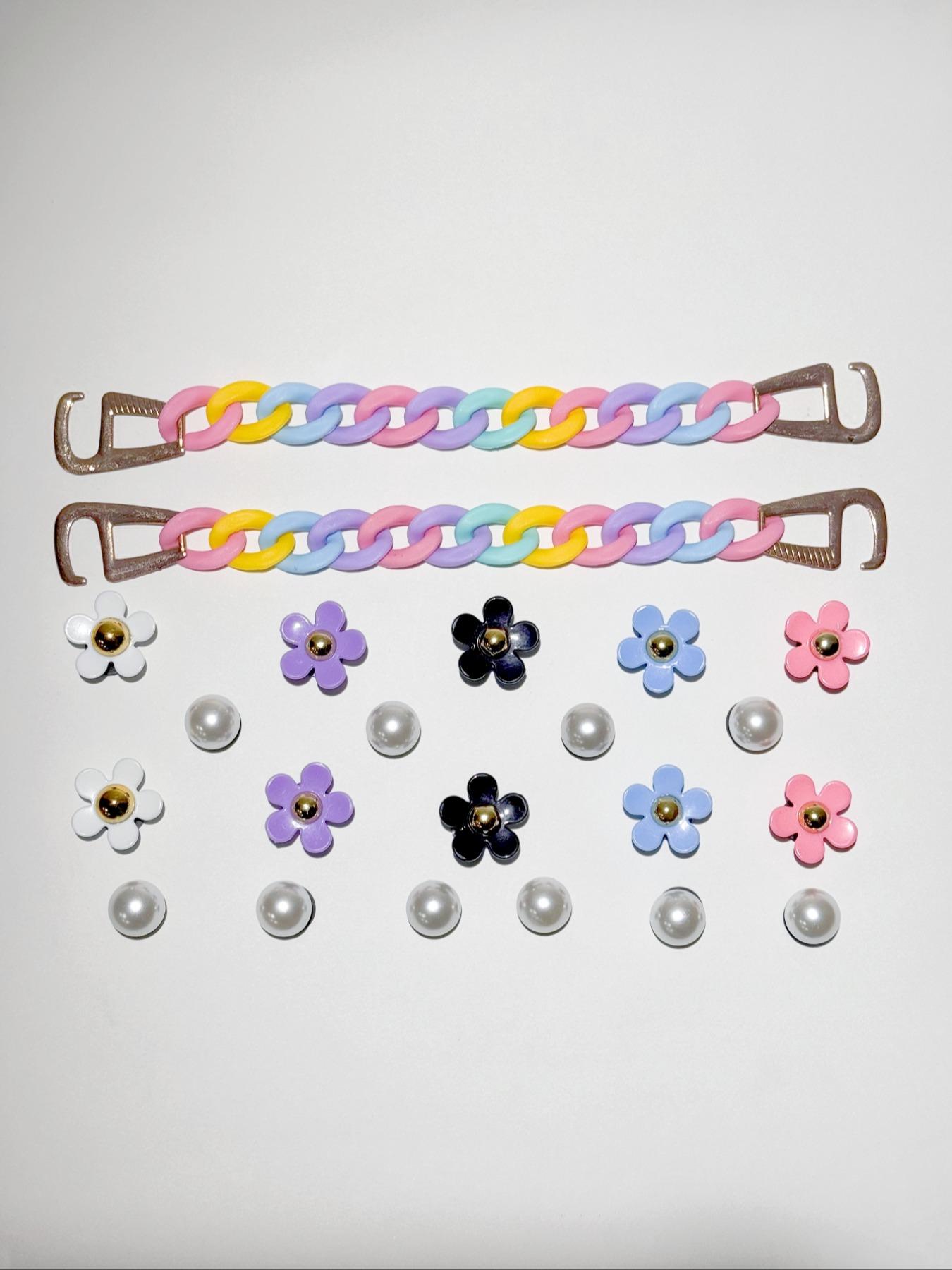 Cute Flower & Faux Pearl Decorated Shoe Charm, Fashionable DIY Shoes Decorations for Clogs, Shoes Accessories for Women & Girls