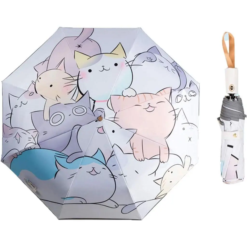 Kids Automatic Open Cartoon Waterproof and UV-resistant Travel Umbrella - Compact Umbrellas for Girls and Boys