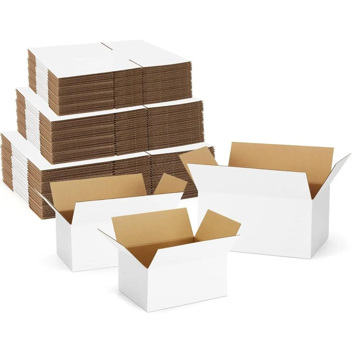 45 Pack Assorted Size Shipping Mailer Boxes 8x6x4 9x6x4 10x7x5 White Corrugated Cardboard Boxes for Small Business Packing Mailing