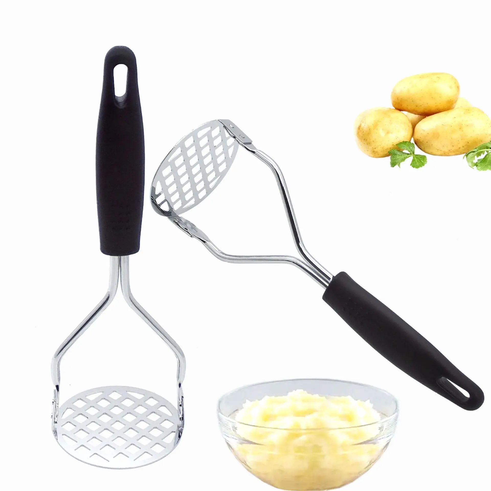 2PCS Household Electroplating Convenient Potato Mash Crusher Sweet Potato Crusher Garlic Pressing  Creative Kitchen Tools