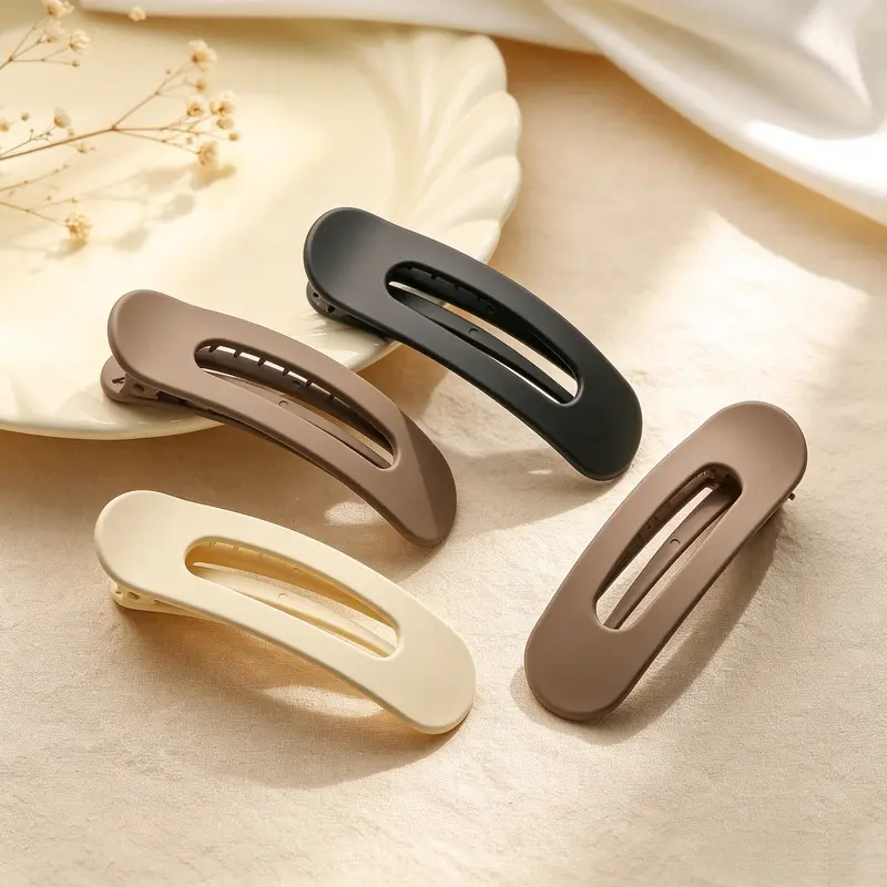 Large Flat Hair Clips for Women, 4.3 Inch Matte Hollow Non‑Slip Duckbill Hair Barrettes, Comfort Sleep Driving No‑Pain Hair Accessories