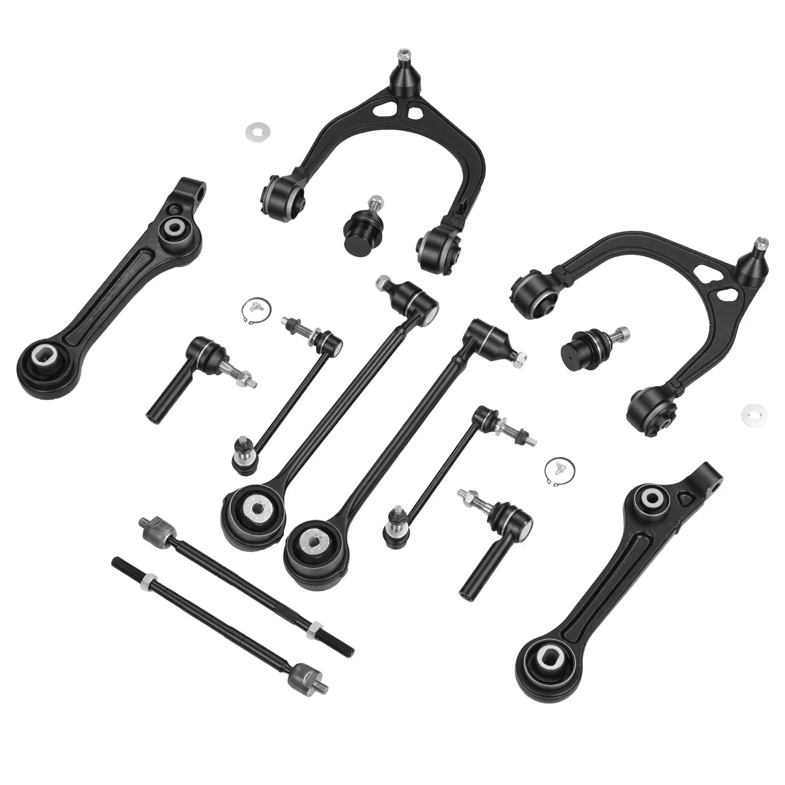 【toolupgrade】VEVOR 14-Piece Electro Coated Forged Steel OEM Suspension Control Arms Kit - Left/Right Front Upper/Lower, Precise Fit for 2011-2017 RWD Chrysler 300, Dodge Challenger & 2011-2014 RWD Dodge Charger