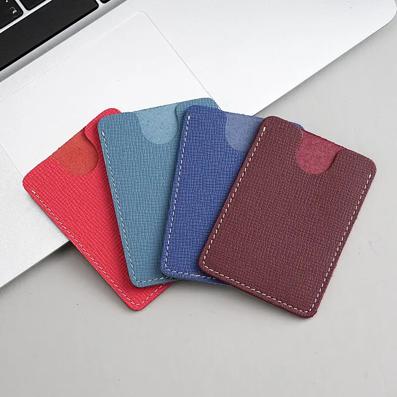 Slim Faux Leather Card Holder Minimalist Pocket ID Card Sleeve, Portable Credit Card Protector Wallet for Cards Driver License, Multi Colors Available