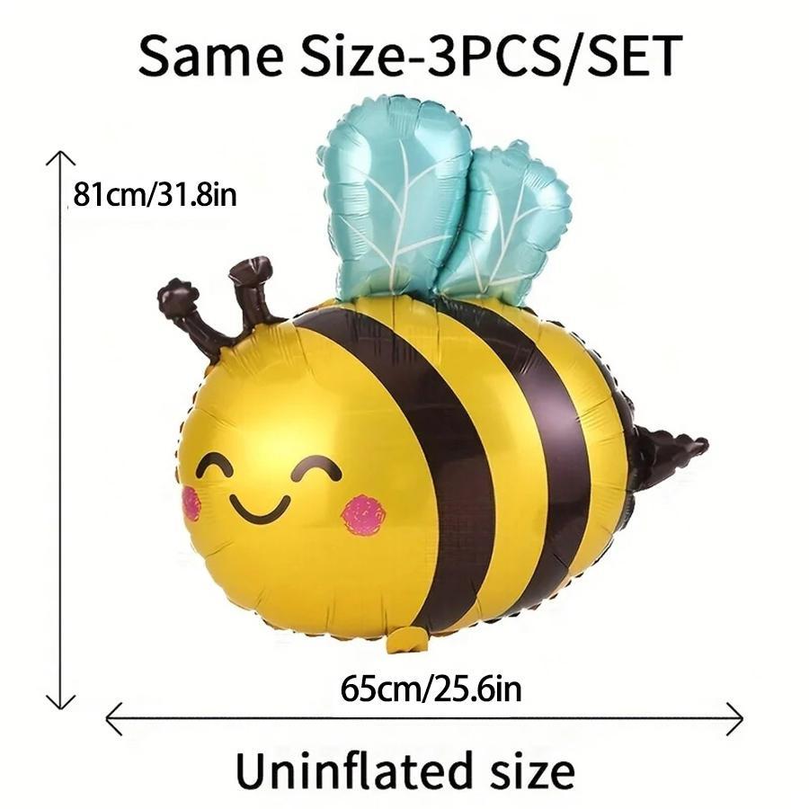 3pcs/6pcs Cute Bee Balloon Set for Party Scene Arrangement -AluminumFilm Balloons with Animal Design