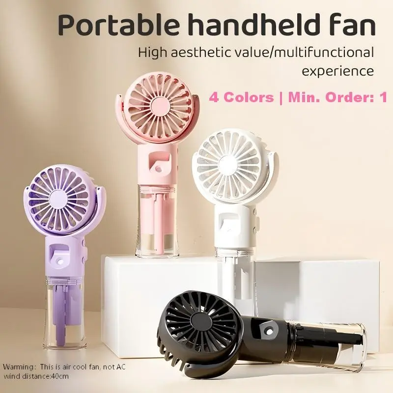Handheld Spray Fan with Water Tank, 4-Speed USB Rechargeable Misting Fan, Portable & Foldable Personal Water replenishing fan for Hot Weather