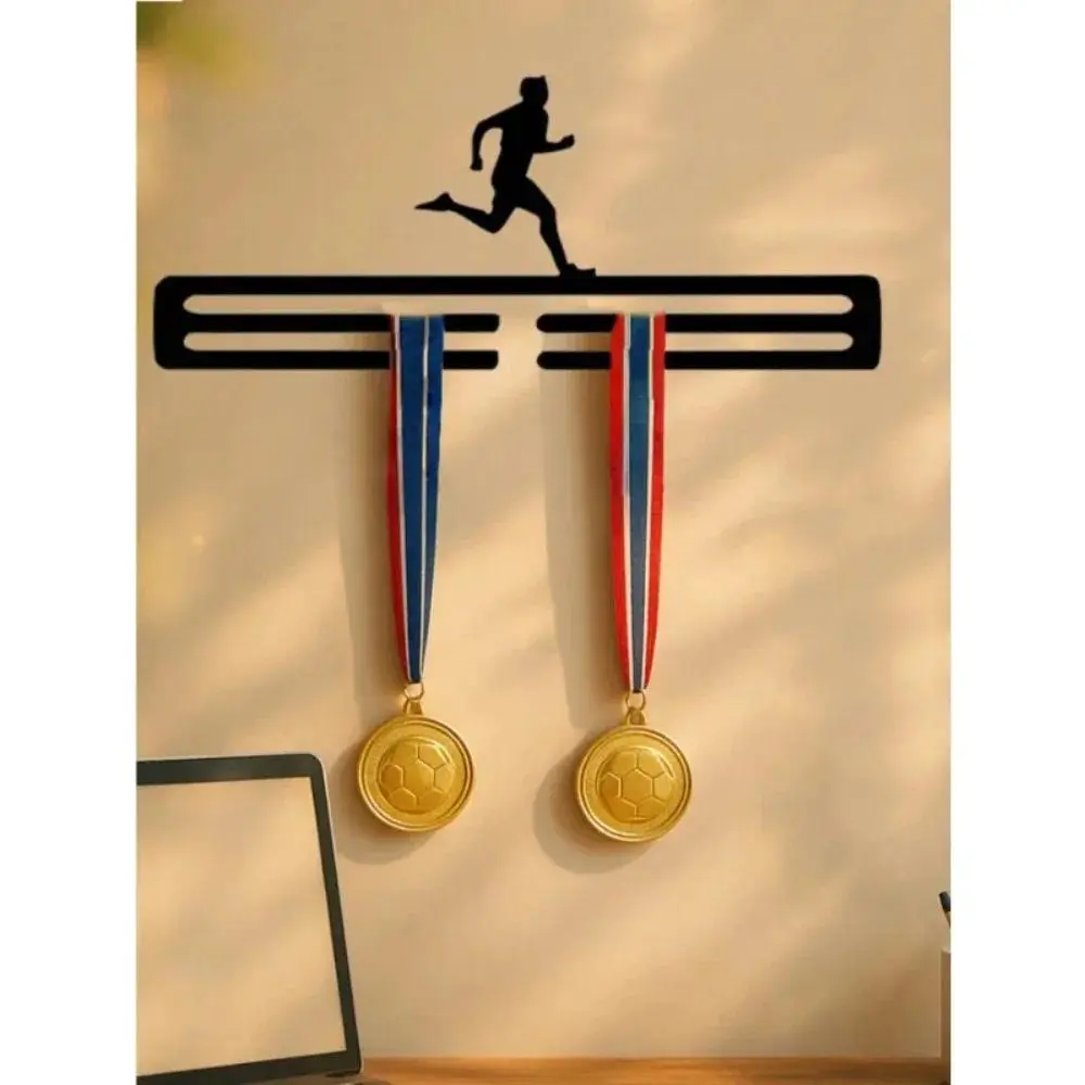 Metal Medal Hanger Wall Mount Running Award Display Rack Sports Themed Iron Art Wall Decor for Home Gym Bedroom