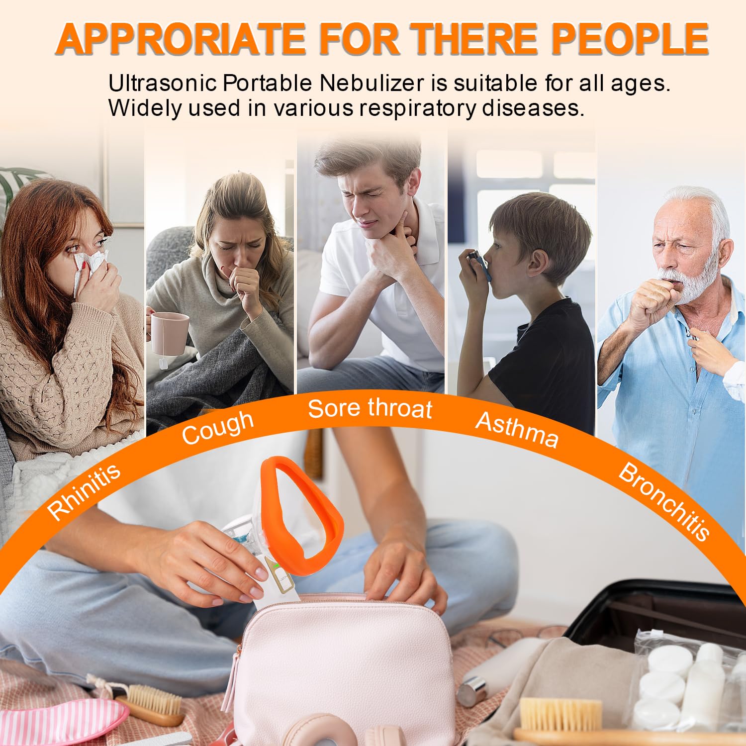 Portable Handheld Ultrasonic Mist Maker, 1 Box USB Rechargeable Nebulizers with Accessories, Personal Care Appliances for Home & Travel, Portable Nebulizer, Nebulizer Mask