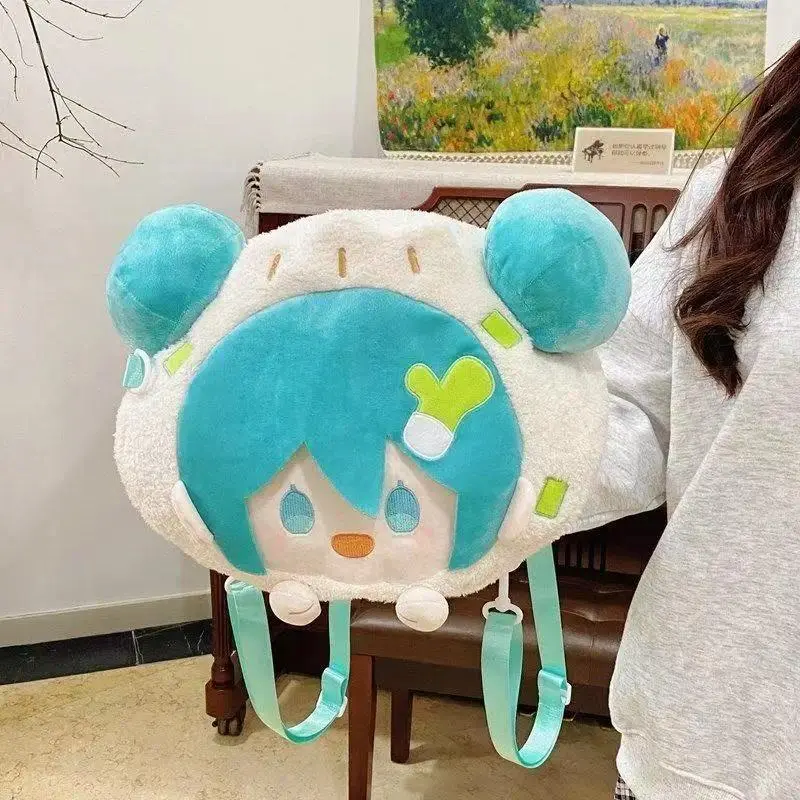 MIKUU Women Large Plush ins Itabag Backpack Cute JK Style Bun Hairstyle Pin Display Spacious Gift Girl Cute Anime Shoulder Bag