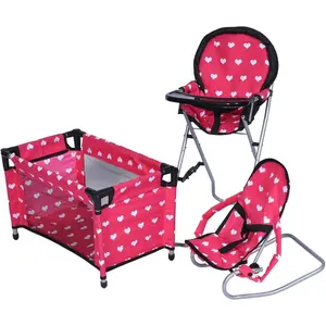 Mega Baby Doll Accessories Set, 3-1 Baby Doll Crib, Baby Doll High Chair & Bouncer Seat. 18 inch Doll Accessories with Doll Bed. 18" Dolls Furniture Play Stuff. Toys  Girls Ages 3-5,4-6,5-7,8-10