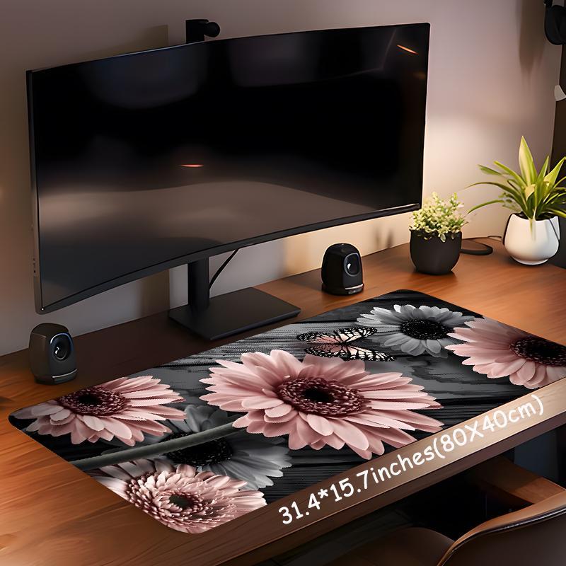 Vintage Sunflower & Butterfly Pattern Mouse Pad, Rectangle Gaming Mouse Pad, Non-slip Rubber Pad, Desktop Decoration Protective Pad for Home Office, Office Accessories, Gaming Mousepad