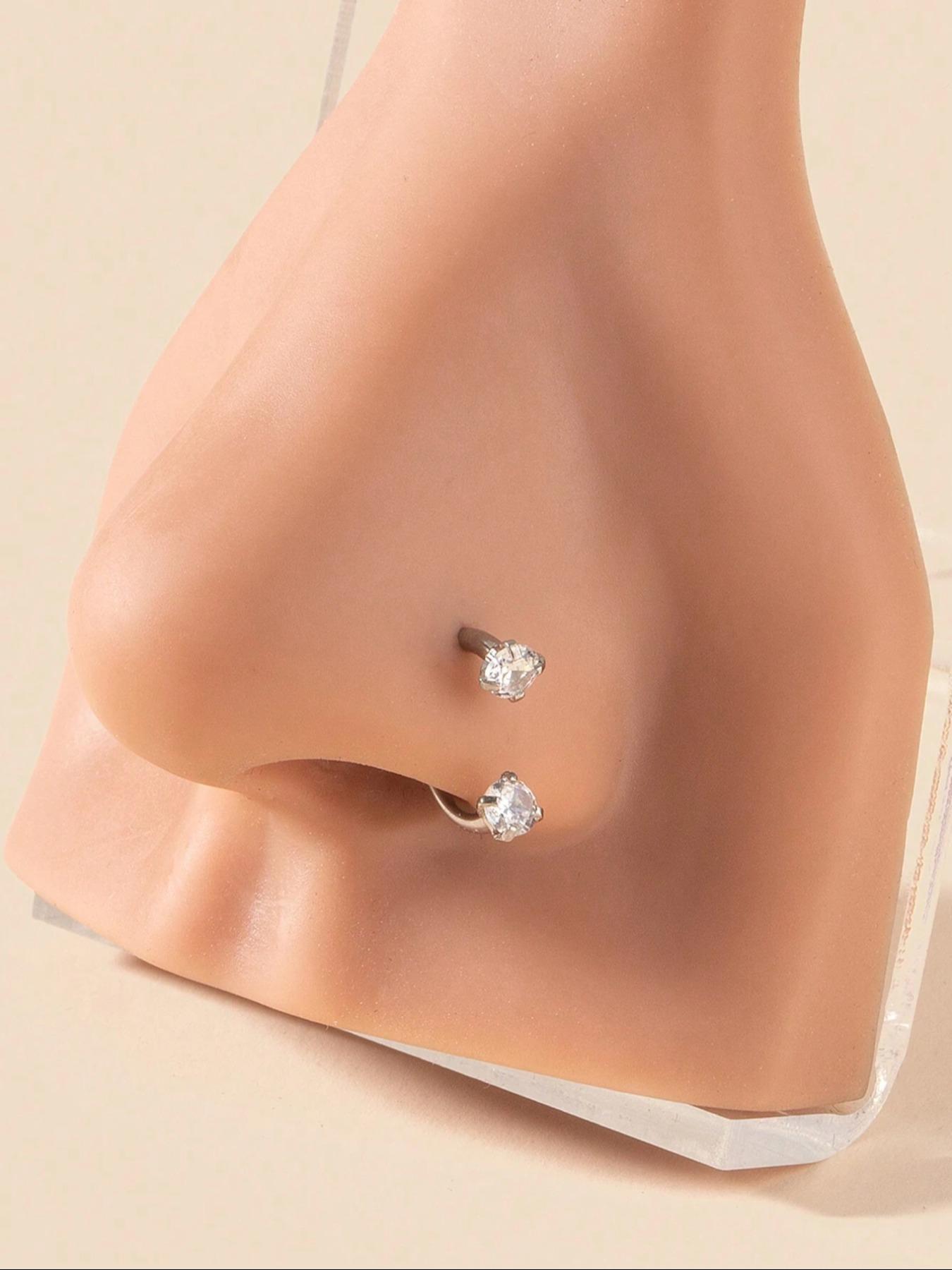 16g Surgical Steel CZ Cube Nose Rings, U-pivot Ear Cartilage Stud Jewelry for Women & Men, Trendy All-match & Exquisite Jewelry for Birthday Gift