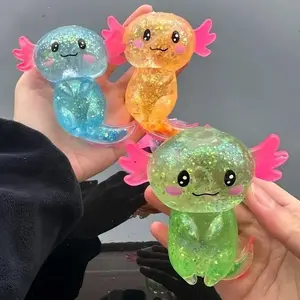 Axolotl Squishy Stress Relief Toy Glitter Fidget Toys Cute Malt Sugar Axolotl Toy Squeeze Toys Adults Fidget Toys for Kids Youth Adult, Party Favors Anxiety Relief Taba Squishy Toys Gift