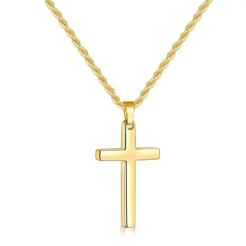 Cross Necklace for Boys Mens Stainless Steel Twisted Rope Chain Cross Pendant Rustproof Necklace for Teen Boy Mens Christian First Communion Confirmation Gifts for Boys faith-driven style long-lasting material