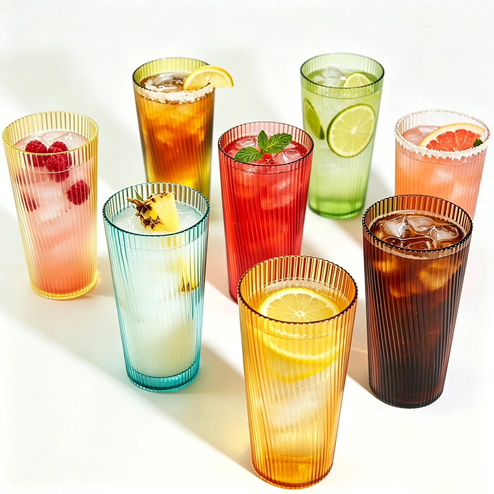 Plastic Water Cup 8-Piece Set, 19oz Shatter-Resistant Kitchen Cups, Dishwasher Safe Reusable BPA-Free Acrylic Glasses, Ideal for Home, Bar, Parties