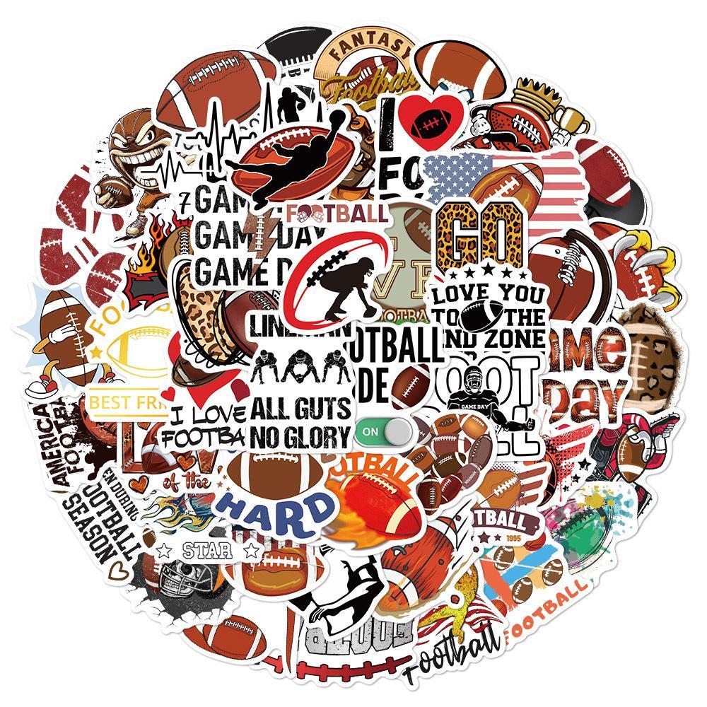Football Themed Sticker, 50pcs/set Waterproof Self Adhesive Decor Paper, Decor Sticker for Gift Greeting Card Water Bottle Laptop Phone