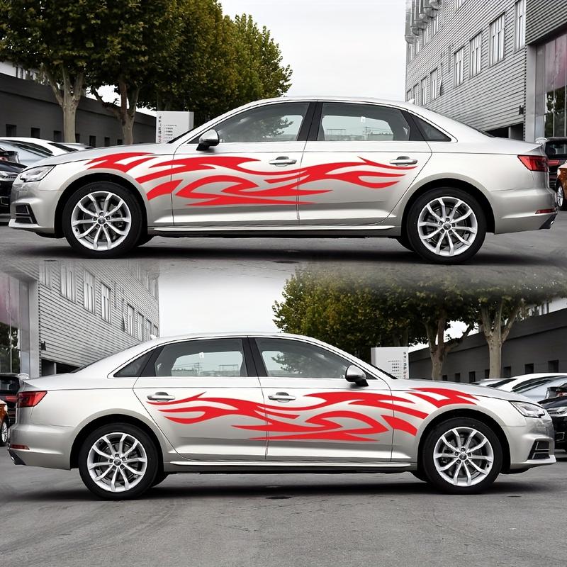 Flame Design Vinyl Car Decals - Easy Install, Bubble-Free Application for Right Side, Durable & Weather-Resistant