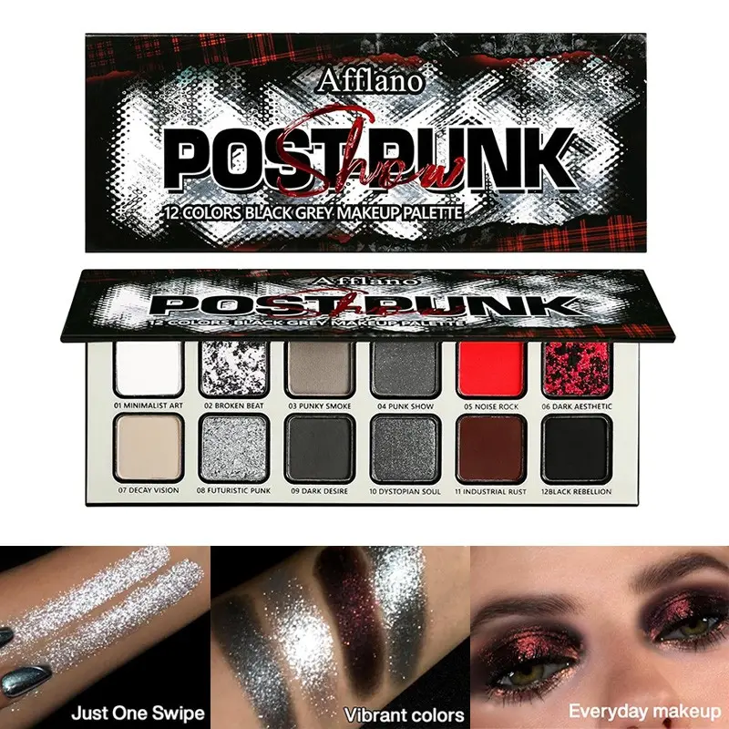 Afflano Eye Shadow Palette 12 Shades, Matte, Glitter, Smoky Natural Fusion, Metallic Gothic, Long-Lasting Makeup, Perfect for Bold Looks, Eyeshadow Powder