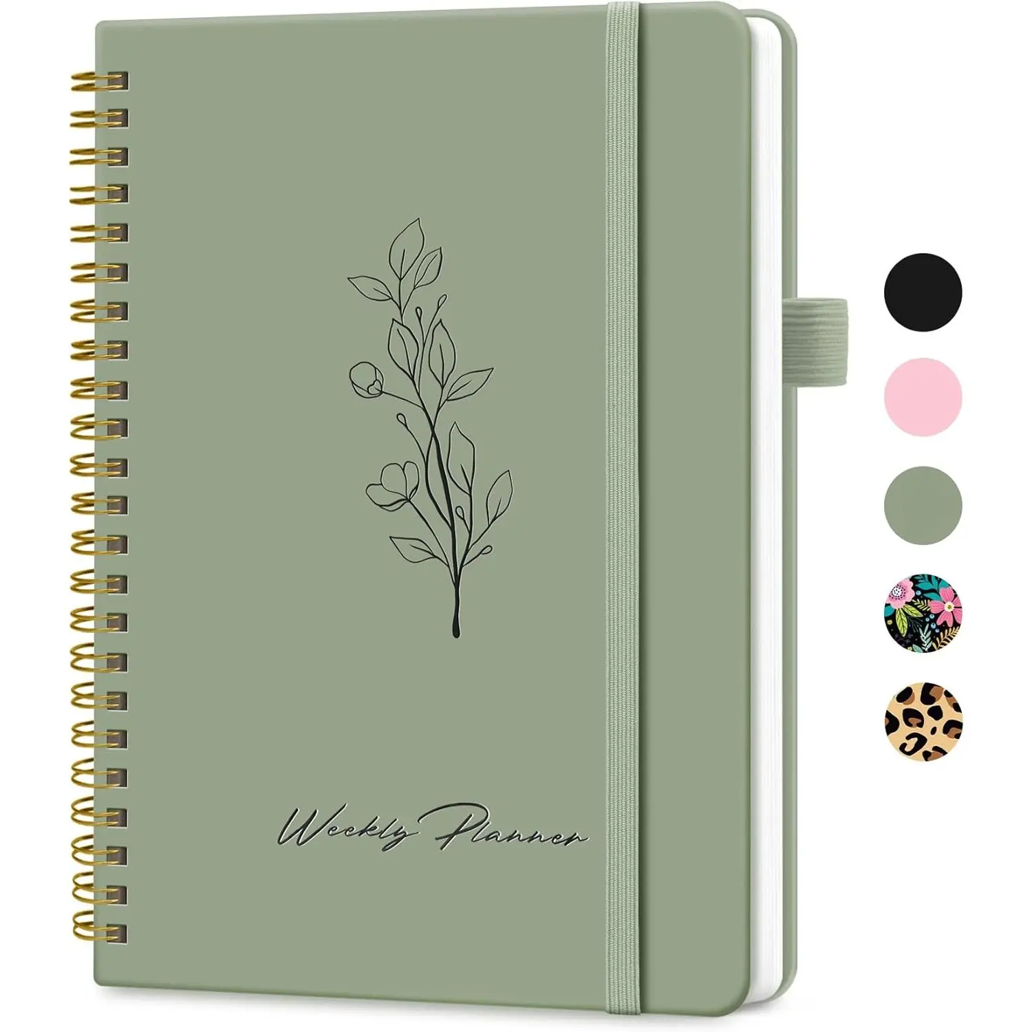 Undated Weekly Planner, Weekly  Notebook with Goal & Habit  Organizer, A5 Weekly Planner Notebook with Spiral Binding, 6.1" x 8.2" - Green