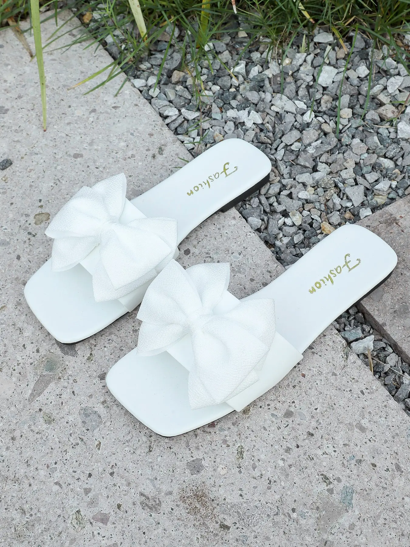Summer Versatile Fairy Bow Slippers, Bowknot Design Slides, Outdoor Non-Slip Rubber Flat Sandals, Pure Bow Slippers, Comfortable Casual Footwear