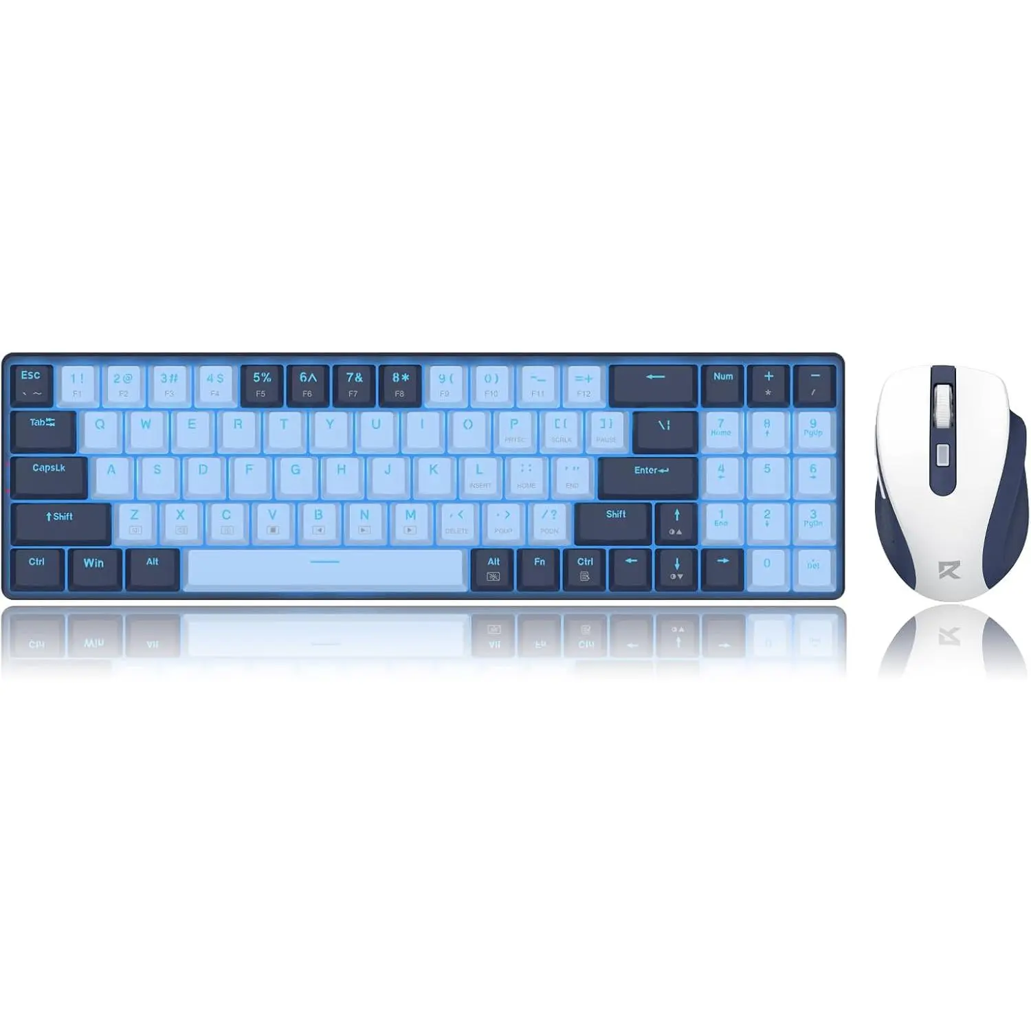 Redragon BS8773 Wireless Gaming Keyboard and Mouse Combo - 78-Keys 2.4Ghz Low-Profile Mechanical Red Switch, Slim Compact Design, Single Blue Backlit, Ergonomic Keyboard Stand, 2400 DPI Max Mouse with Comfort Grip, 5 Adjustable DPI Levels, PC Accessories