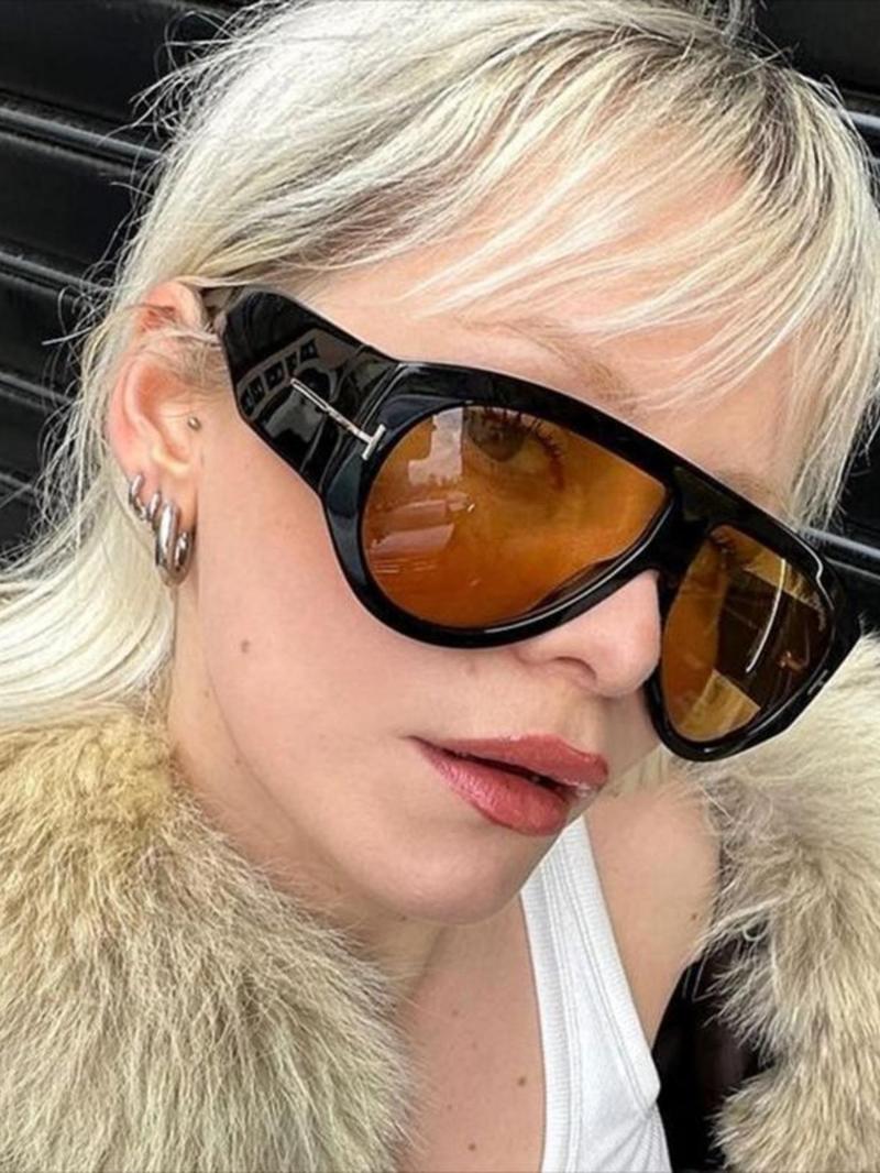 Vintage Oversized Sunglasses, Trendy Casual Sunglasses for Women & Men, Fashion Accessories for Everyday Use and Outdoor Activities, Trendy Beach Eyewear