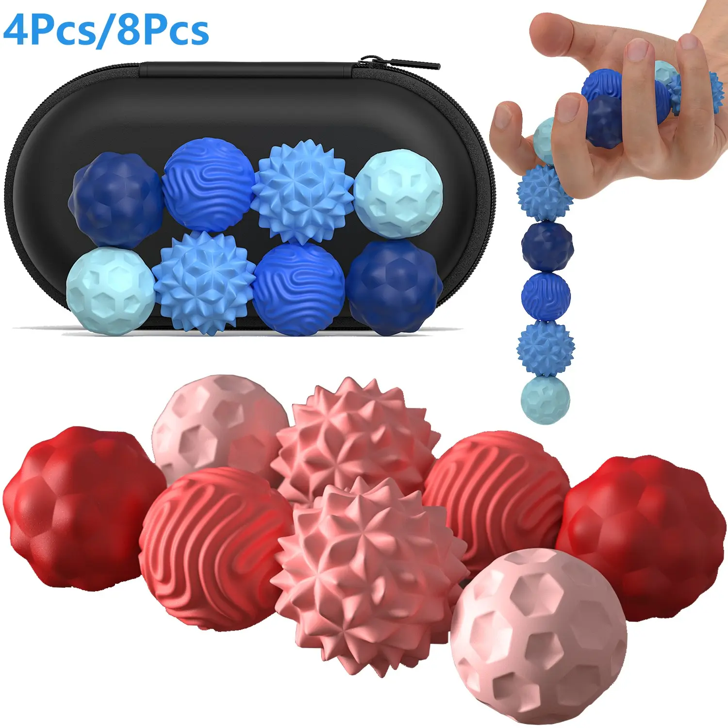 4/8Pcs Silicone Magnetic Fidget Ball Set, Fidget Relaxation Toys with Elastic Texture & Assorted Colors, Stress Relief Toys for Adults & Teens, Sensory Bundle, Stress Relief Fidgeting, Stress Relief Gadgets, Stress Relief Tools, Sensory Stress Reliever