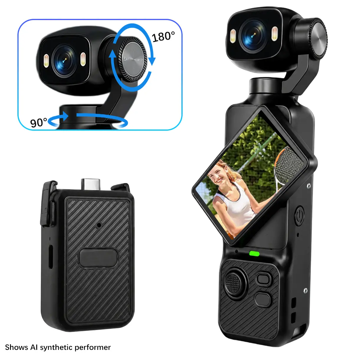 Pocket Vlogging Camera, 1080P HD Digital Camera with 180° Rotating Lens, WiFi Connection, Dual LED Fill Light, Loop Recording and Rechargeable Charging Case for Vlog Recording, Live Streaming and Content Creator, Portable Vlogging Camera