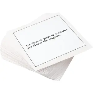 Five Star Funny 50th Birthday Quotes | White Cotton Cocktail Napkins | 50 Luxury Disposable Beverage Napkins with Witty Bar Quotes | Drink Napkins for Parties, Bars, Weddings & Game Nights