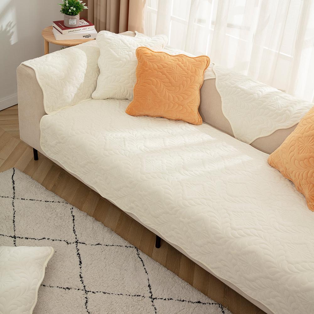 Solid Color Leaf Pattern Sofa Cover, 1 Count Non-slip Sofa Slipcover, Dustproof Sofa Pad, Couch Protector for Home Living Room, Vanity Decor Accessories