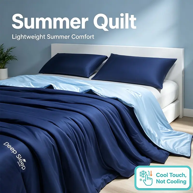 Viral Thin Light Summer Bed Comforter, Double-Sided Silky Smooth Cool Surface, Heat-Releasing Airflow-Friendly Quilt for Bedroom, Sofa, Balcony