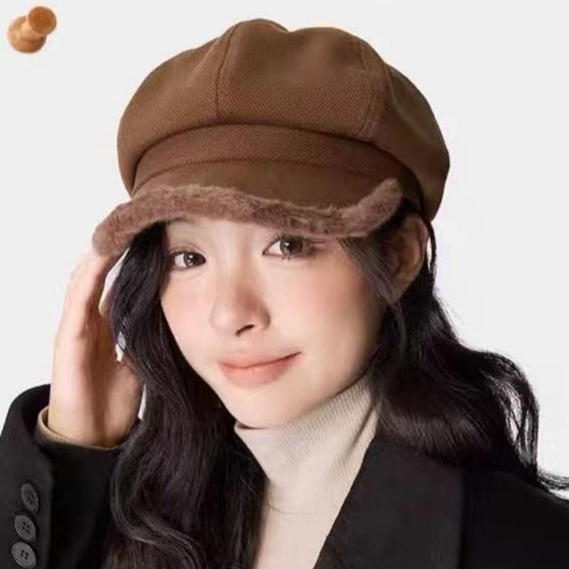 Women'S Elegant Korean Beret Hat - Non-Stretchy Structured Fit, Lightweight Warm Winter Cap for Everyday & Formal Outfits - Chic Cold Weather Accessory for Women, Cute Hats, Seasonal Fashion, Classic Design, Durable Construction, Stylish Headwear, Fashion