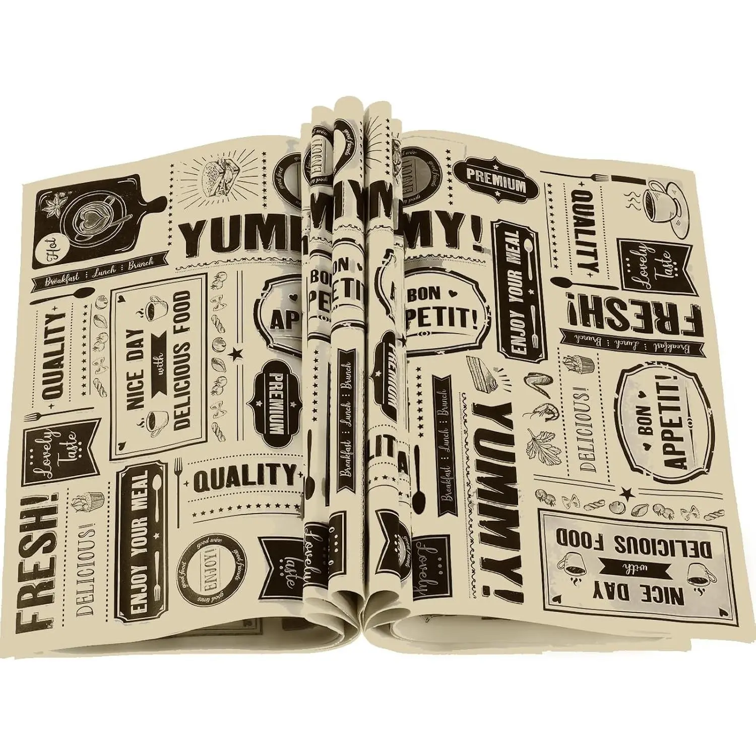 150 count Newsprint Wax Sheets Newspaper 8.3 x 9.8 Inch,  Background |  Resistant Tray Liners,  Wrapping Tissue Paper, Picnic for Kitchen, Baking , Restaurants, Cafes