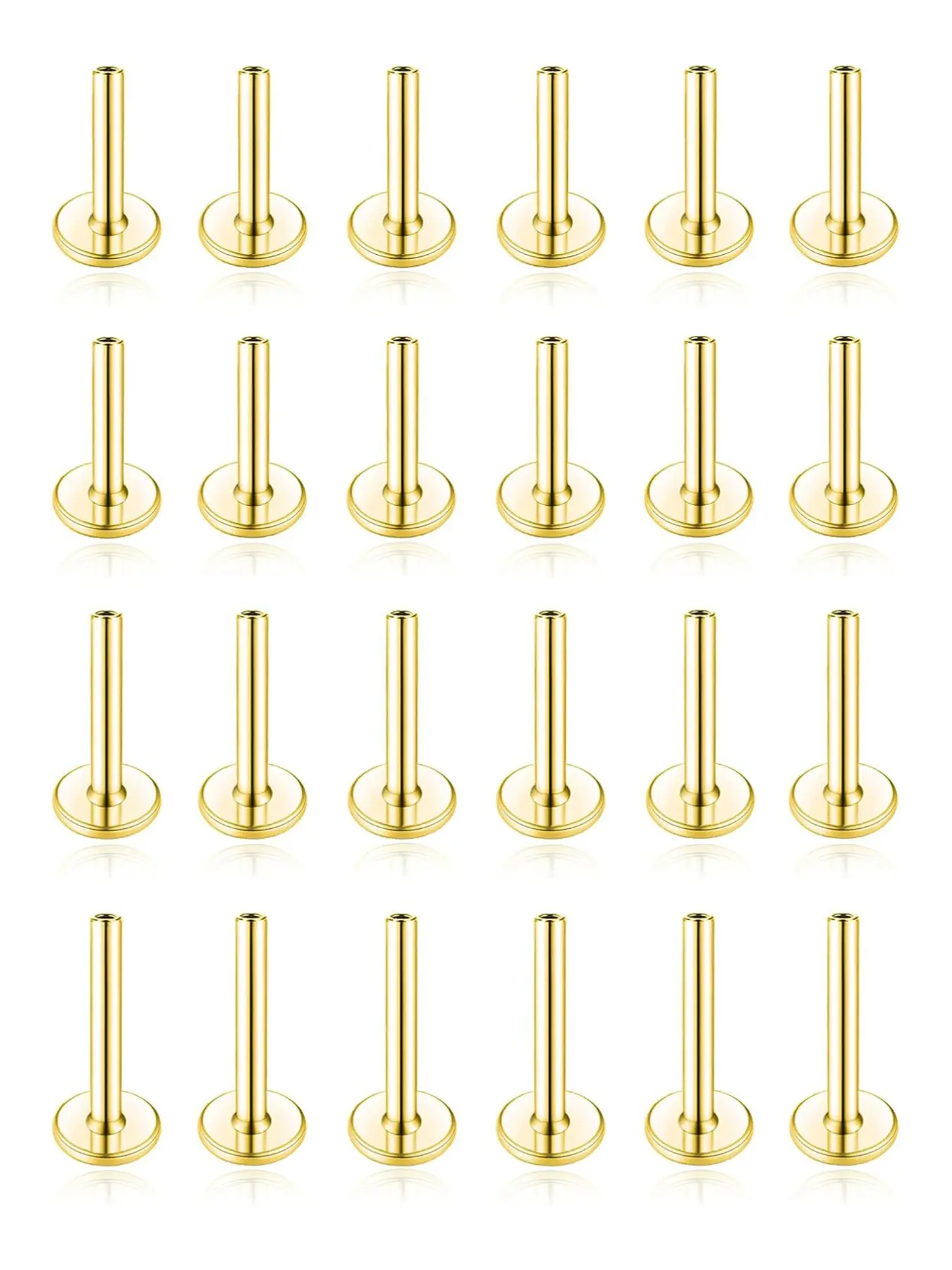 24Pcs Replacement Post Bar Surgical Steel Threadless Push in Flat Back Post for Stud Earrings Nose Ring Helix Cartilage Tragus Conch Lip Labret Piercing for Women Men 6mm 8mm 10mm Cartilage Piercing Jewelry