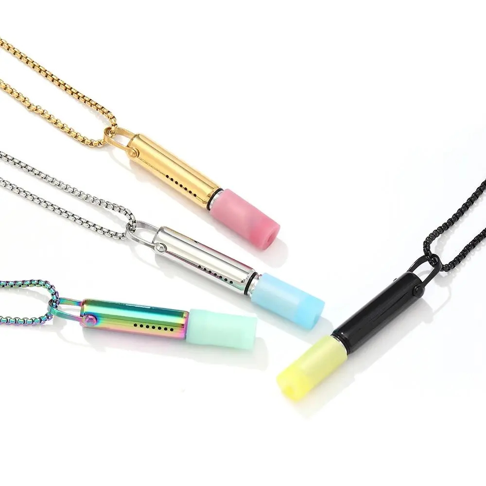 Unisex Stainless Steel Anxiety & Smoking Cessation Necklace - Breath Resistance, Mindfulness Aid, Stress Relief & Emotion Regulation Fashion Accessory