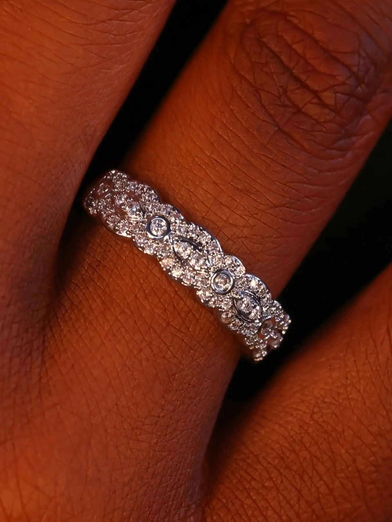 Elegant Infinity Band Rings for Women & Man Marquise Design Micro-inlaid Zirconia Stackable Rings Delicate Jewelry Perfect for Engagement Weddings Party, Daily Wear Anniversary Gift