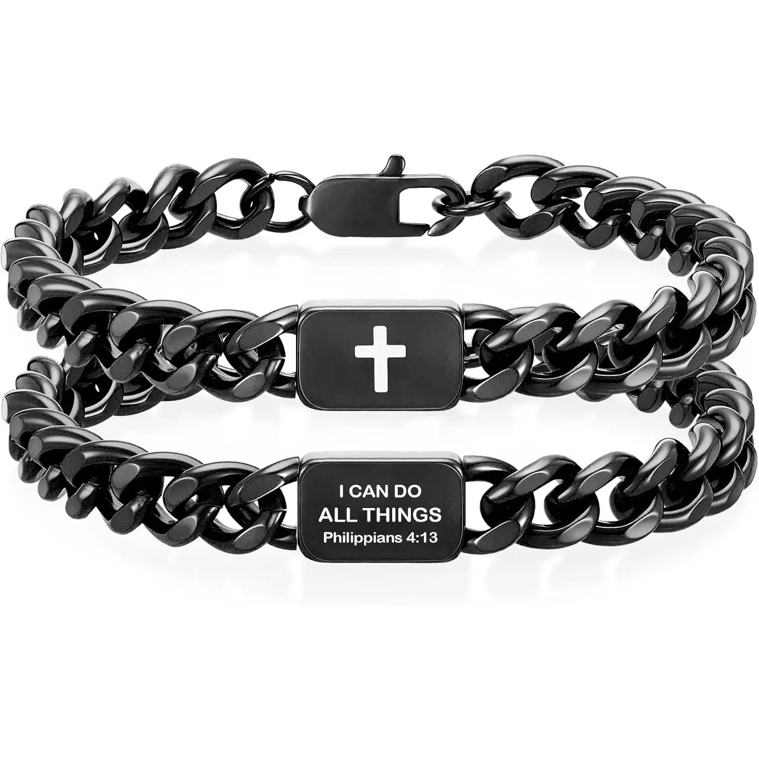 Verse  Bracelet For Men Boys Stainless Steel Cuban Link Bracelets For Men Christian Stuff Accessories First Communion Confirmation Gifts For Boys Teens Mens