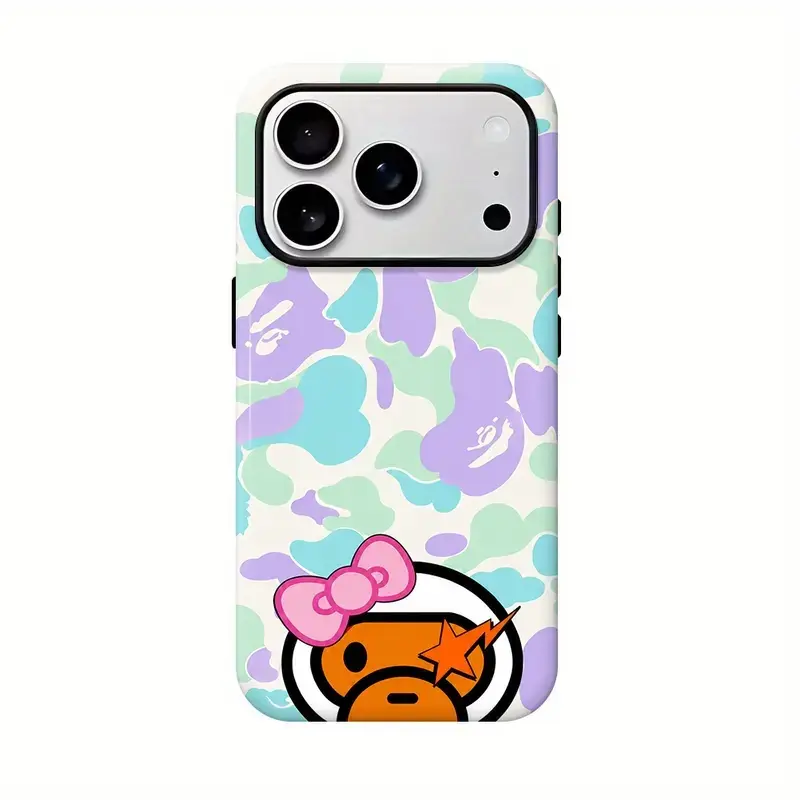 Y2K Streetwear Bape Shockproof Protective Cellphone Case - New Color, Durable Accessory with Protection for iPhone 11,12,13,14,15,16,17,18 Pro Max, Women's Phone Accessory