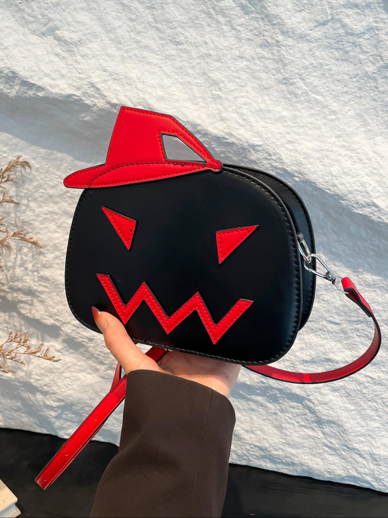 Women's Halloween Themed Pu Leather Crossbody Bag, Fashionable Pumpkin Design Shoulder Bag, Cute Accessories As Work Bag for Daily Use