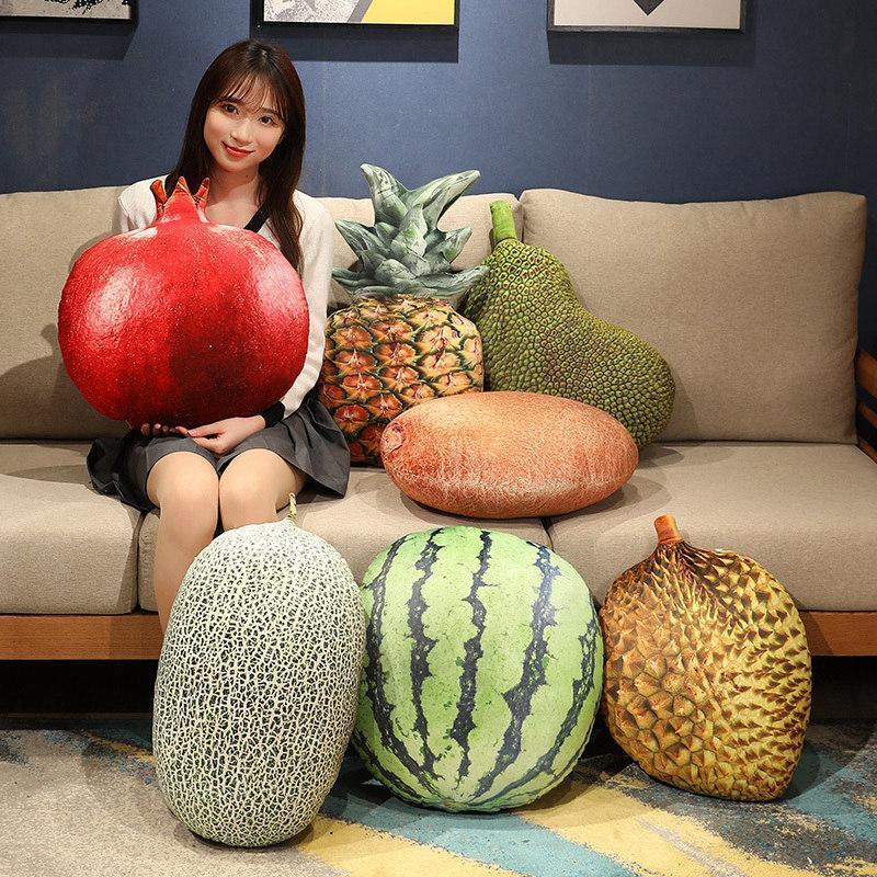 3D Simulation Fruit Vegetable Stuffed Plush PillowToys Creative Realistic Strawberry Durian Cushion Home Decor Kids Funny Gift