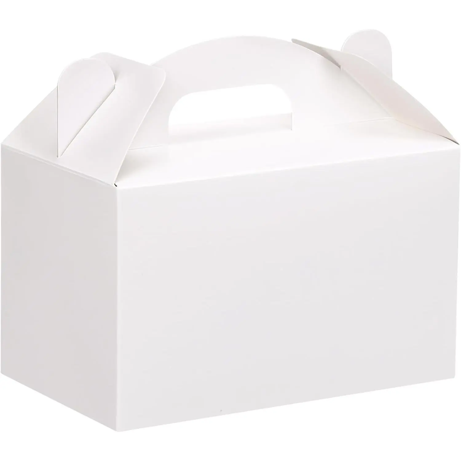 48 Pack White Party Favor Treat Boxes, Gable Gift Boxes with Handles, Candy Boxes for Birthday, Wedding, Baby Shower, Holiday