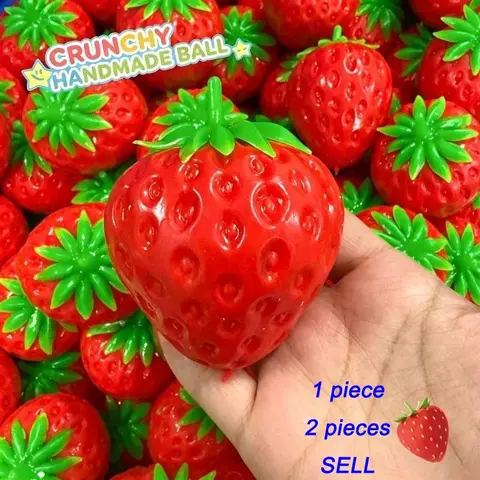 Crunchy Strawberry Squishy Stress Ball Stress Relief Tool Fidget Toy Building Block Filling Crispy Toy Finger Squishy Prank Vent Toy for Adult Gift