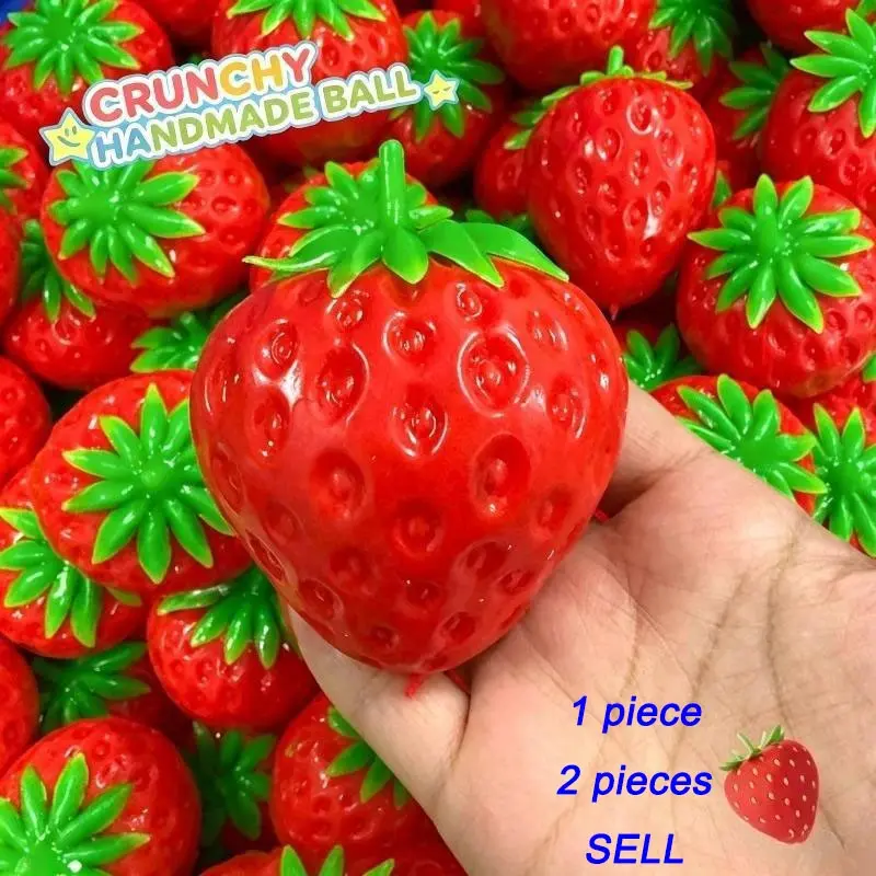 Crunchy Strawberry Squishy Stress Ball Stress Relief Tool Fidget Toy Building Block Filling Crispy Toy Finger Squishy Prank Vent Toy for Adult Gift