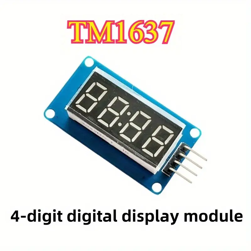 0.35 Inch 4-Digit LED Segment Display Module, Common Anode, Tm1637 Driver Chip, Clock Display for Arduino Uno R3, Esp32, Raspberry Pi