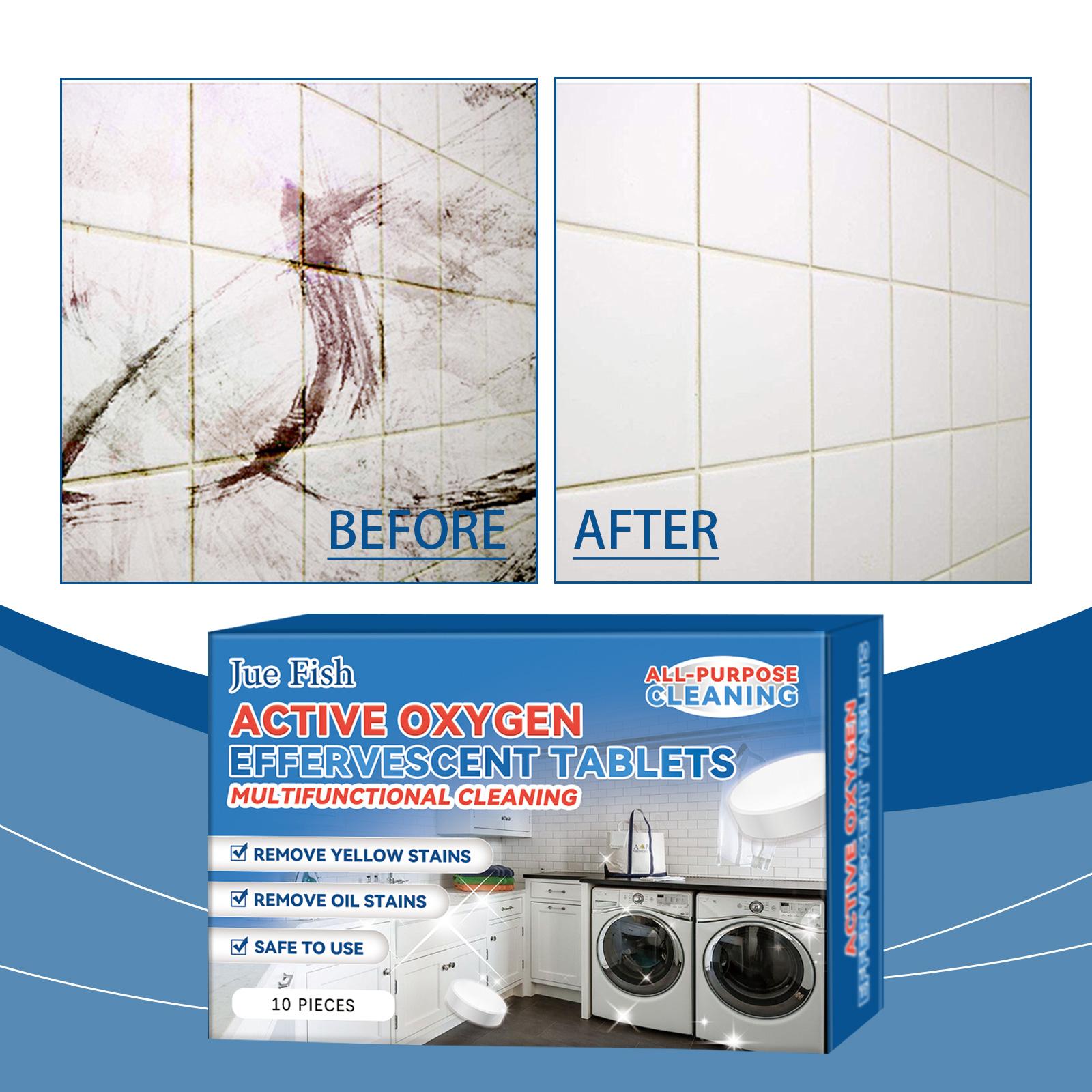 Jue-Fish Multi-Functional Oxygen Cleaning Tablets, Clean Kitchen Heavy Oil Stains Grease Multi-Functional Cleaning Tablets