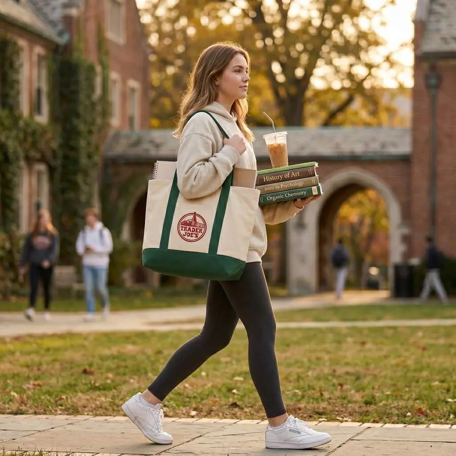 BIG Trader Pastel Canvas Tote Bags, Reusable Grocery Shopping Bag, Contrast Handle Daily Handbag For Women