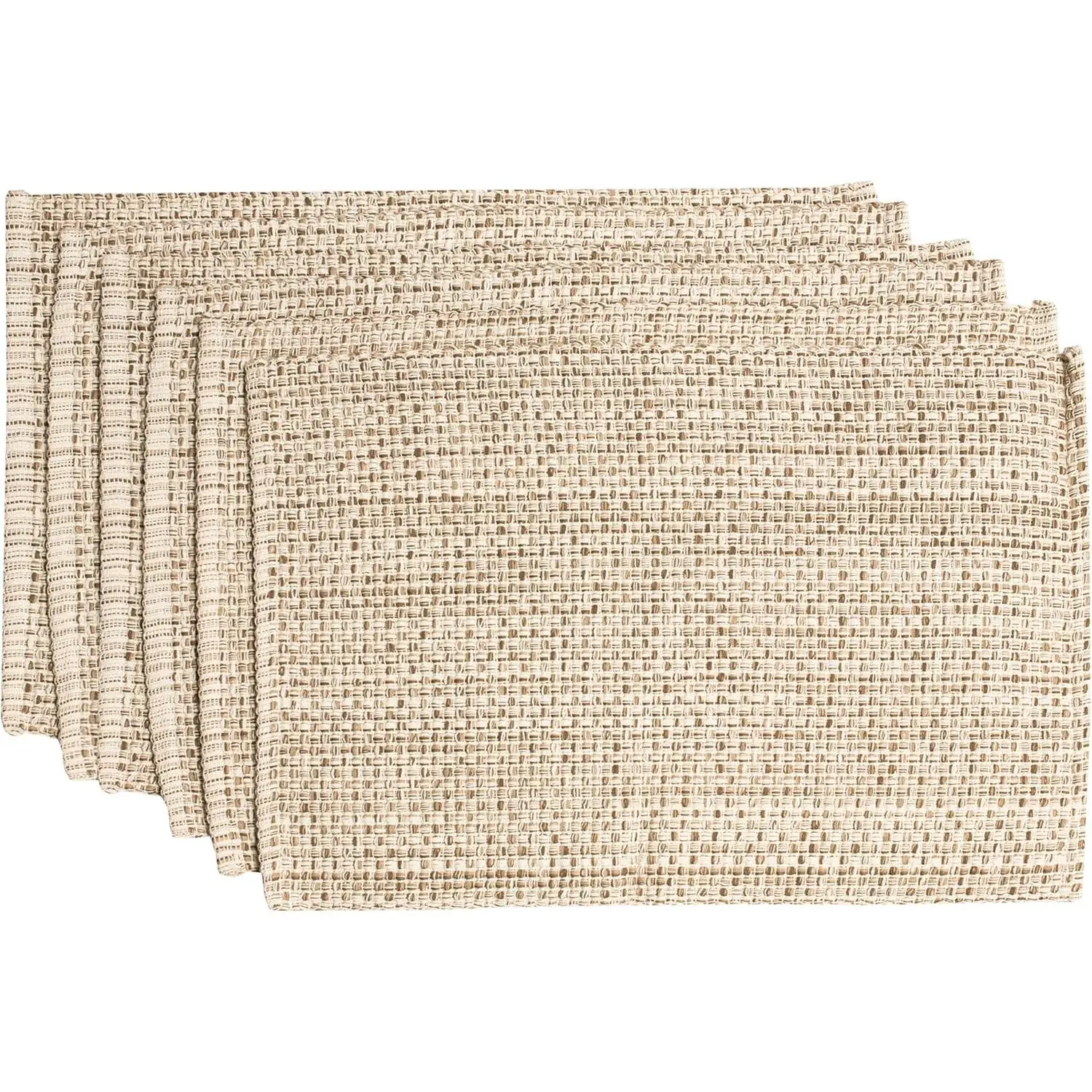 100% Cotton Placemats for Dining Room Rectangle Two Tone Woven Fabric 13" x 19" Soft Durable Table Mat Set, Set of 4, Eggshell