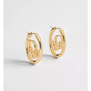 Pre-owned Dior Oblique hollow ring earrings p226460869