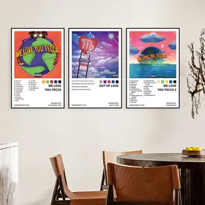 3-Piece LilTecca Song Covers - Modern Art Prints, WE LOVEYOU TECCA 2 / OUT OF LOVE Songs, Wall Decor, Suitable for Bedrooms, Offices, Living Rooms, Cafes, or Dormitories, Poster Wall Art, Hip Hop Style Lovers, Frameless
